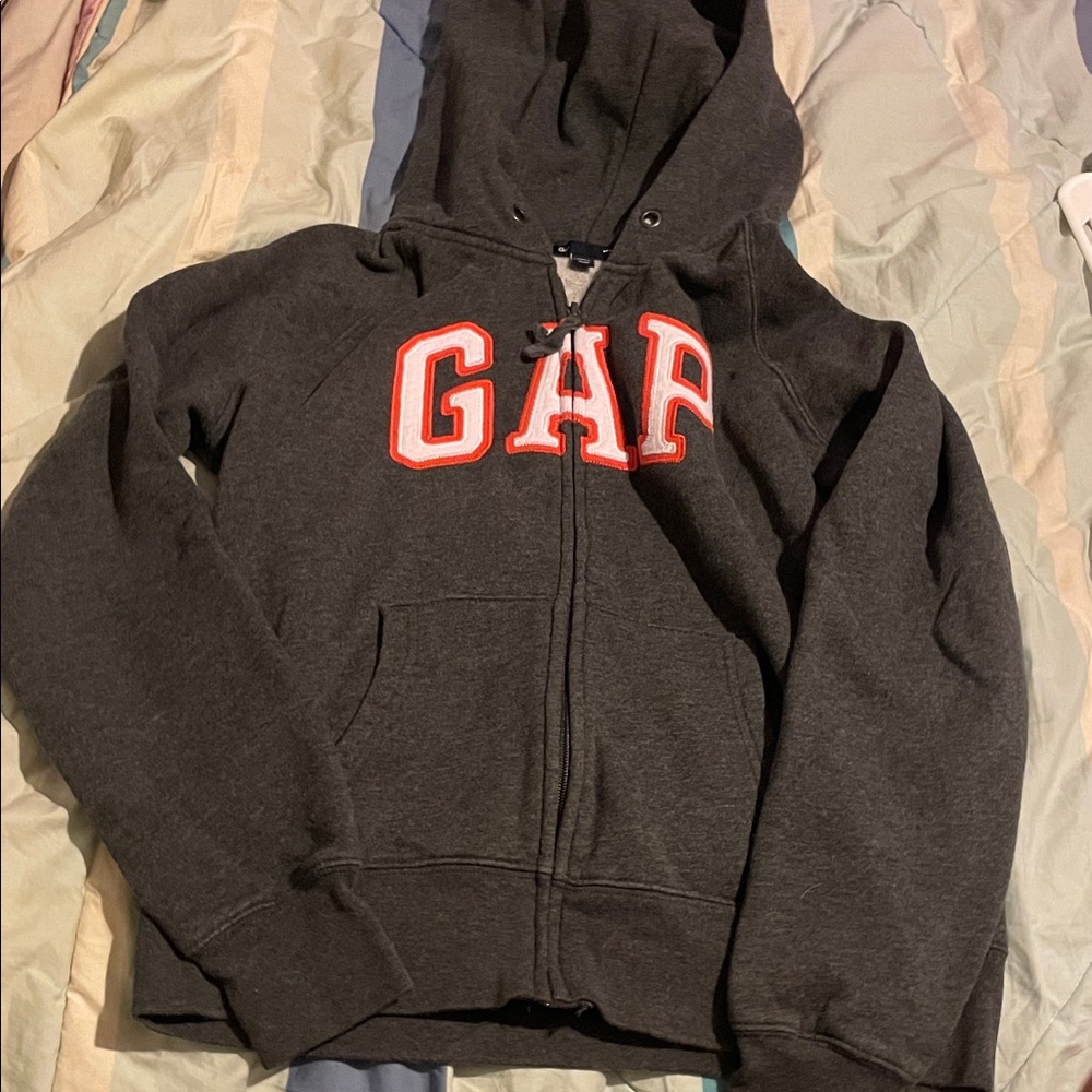 GAP Charcoal Hoodie with Bold Red Logo